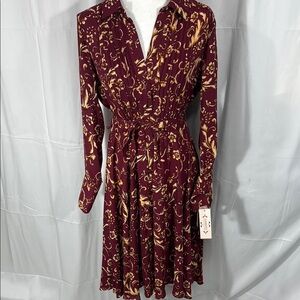 Nanette Lepore Red Pleated Wrap Dress Size 8
